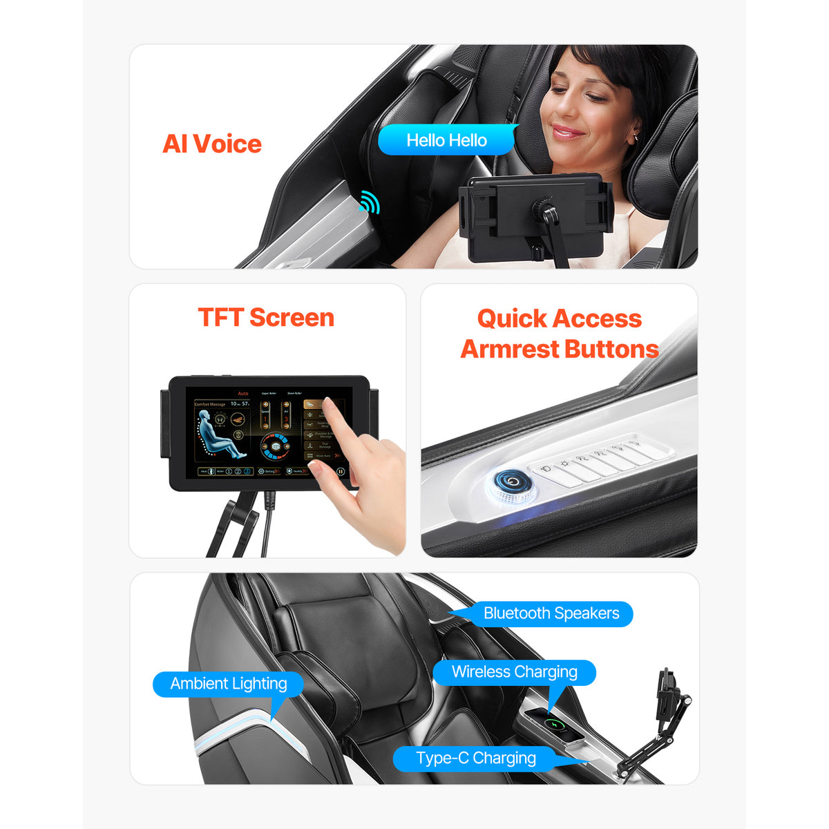Full Body Massage Chair Zero Gravity 3D Shiatsu Recliner with Sl-Track