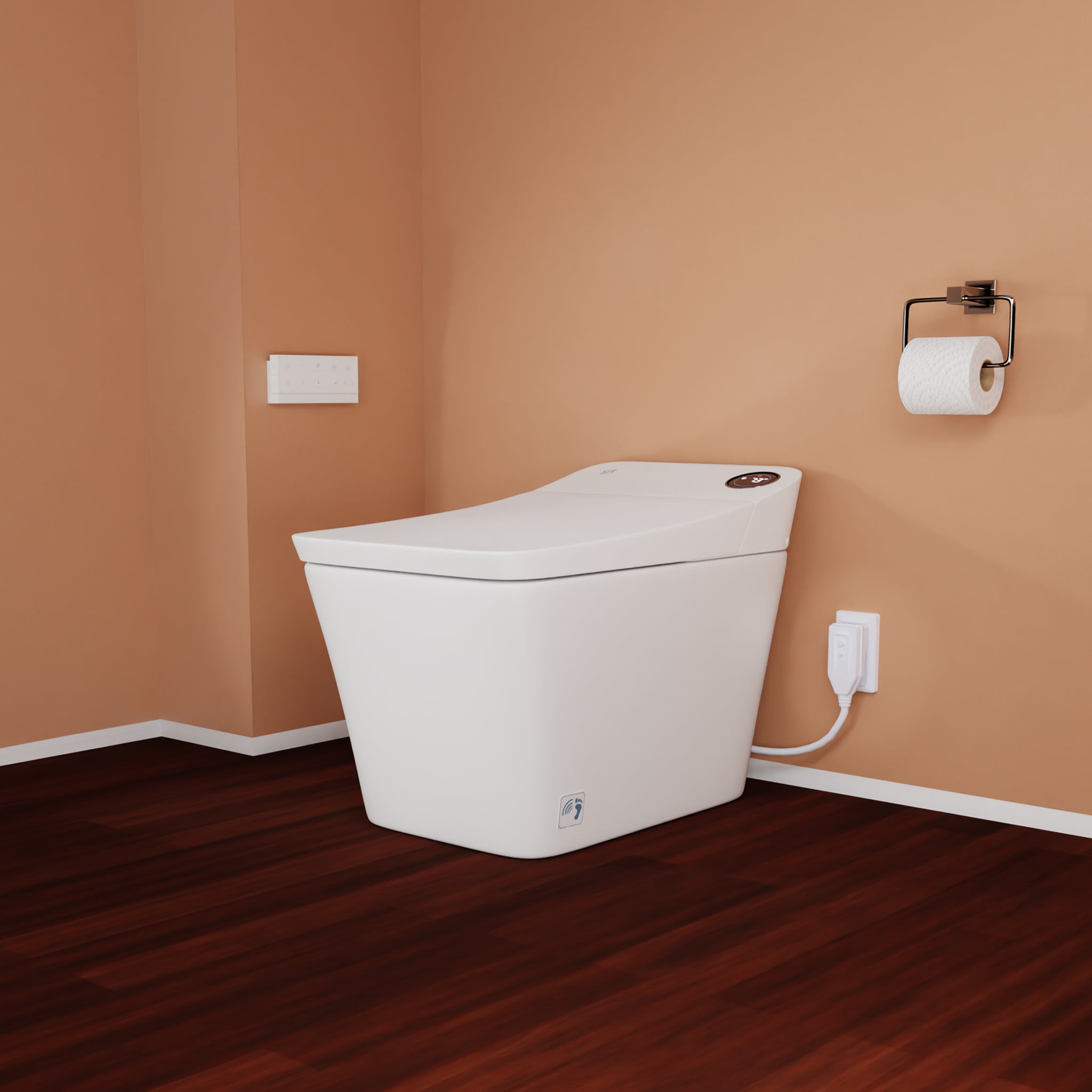 Tahum - STCH Smart Bidet Toilet with ToeTouch, Auto Open, White