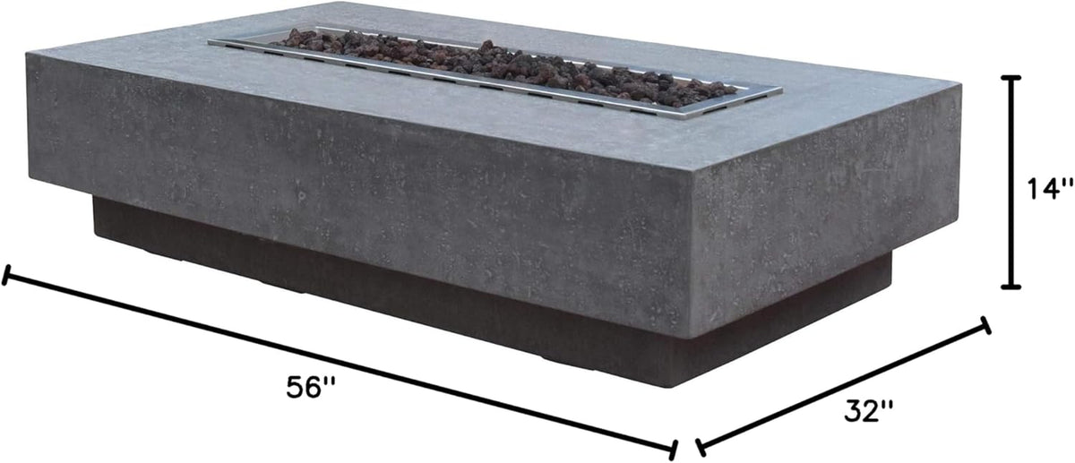 Hampton Propane Fire Pit Table Cast Concrete 56 X 32-In