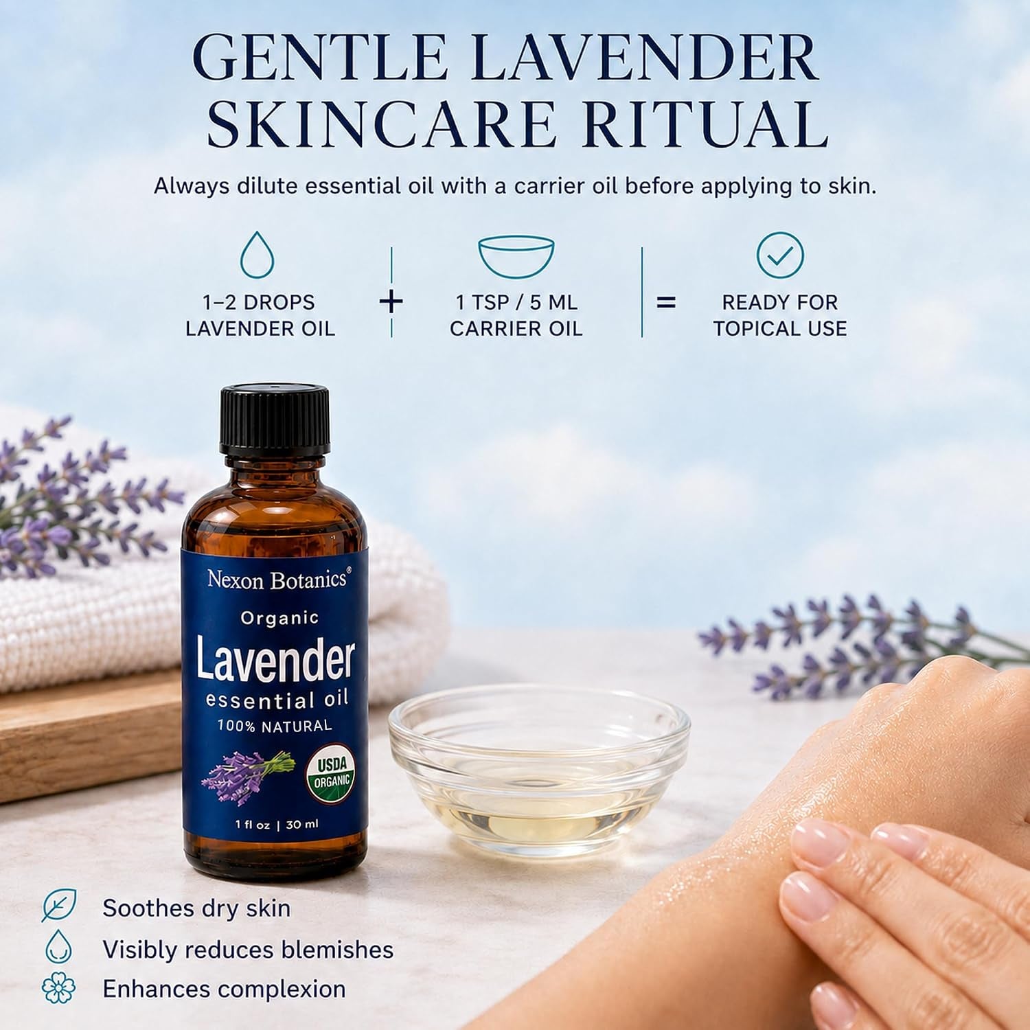 Organic Lavender Essential Oil 30 Ml - 100% Natural & Hexane Free Formula