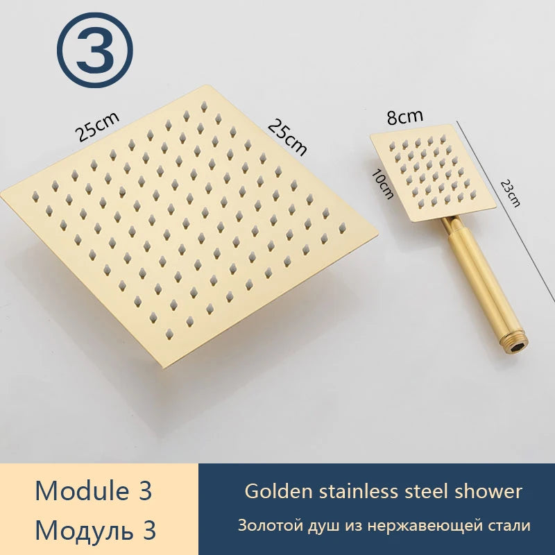 Gray Shower Set Bathroom Copper Shower System LED Digital Display Temperature Bathtub Shower Faucet DIY Shower Accessories Sets
