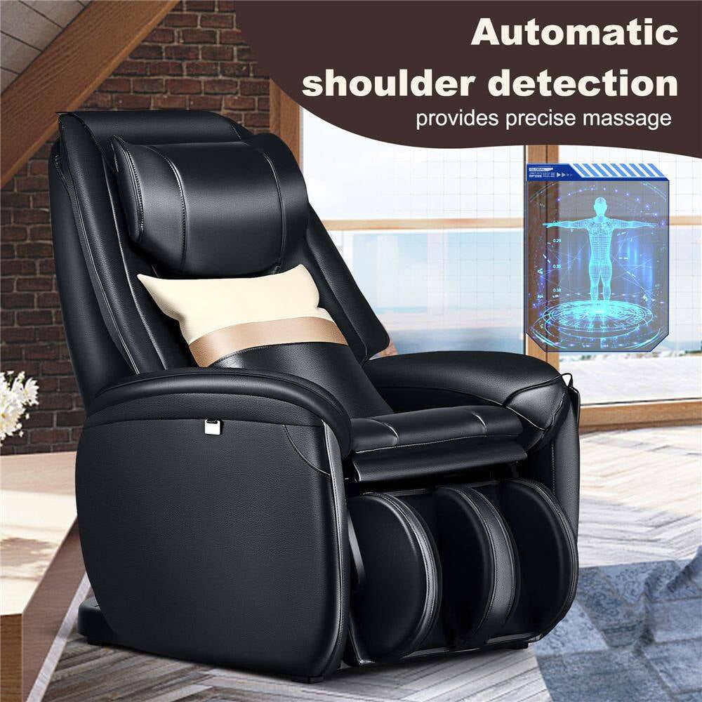 Black Full Body SL Track Zero Gravity Massage Chair with Pillow Reversible Footrest Heat