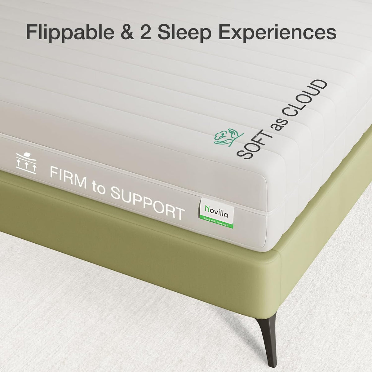Full Size Mattress, 10 Inch Foam Mattress in a Box|Double Air Zone Block Cutting Design, Flippable Ergonomic Support for Back & Side Sleeper, Breathable Fabric Cover