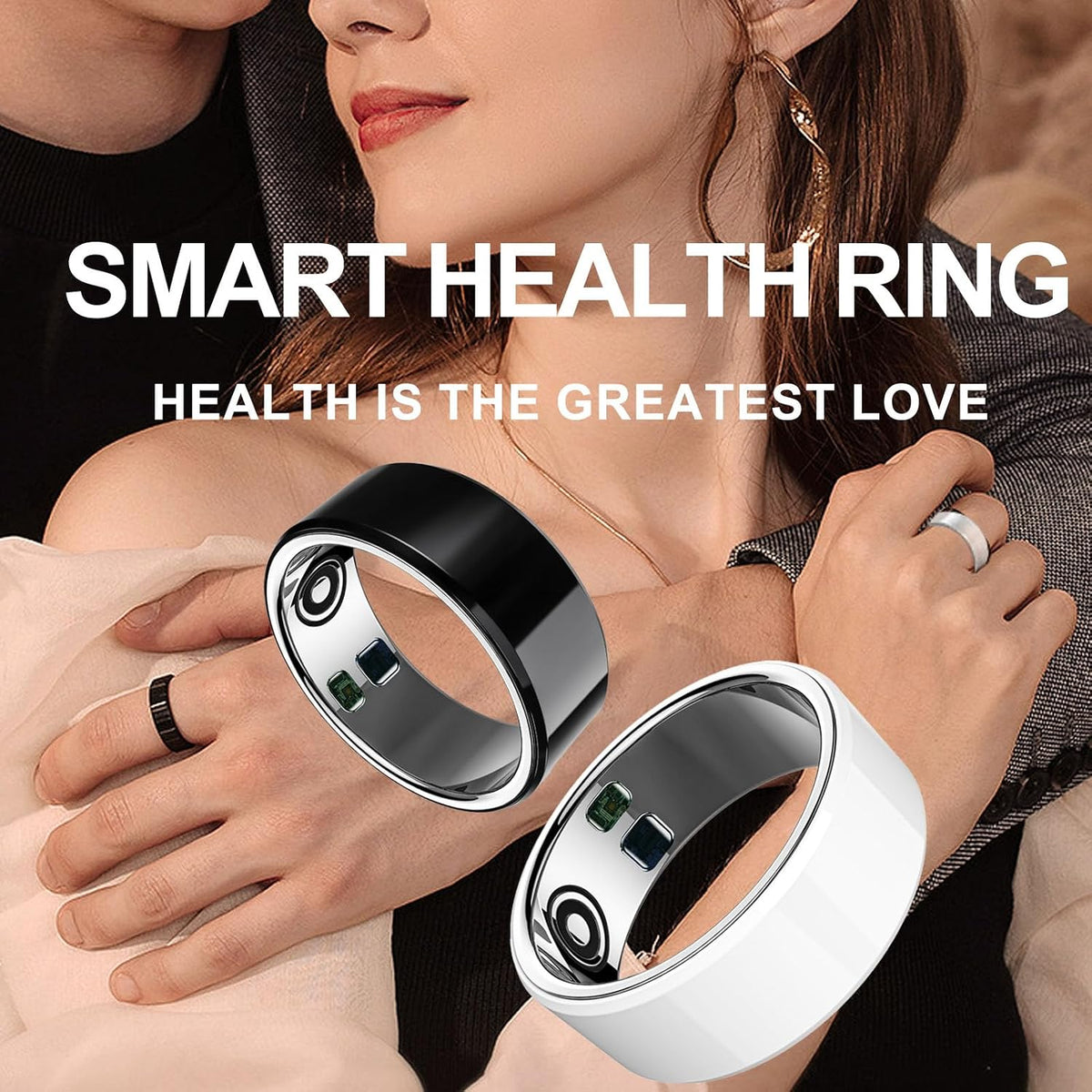 Smart Ring Sleep Fitness Tracker,Records Sleep, Heart Rate, Temperature, Blood Oxygen and Pedometer,Health Ring with Charging Case