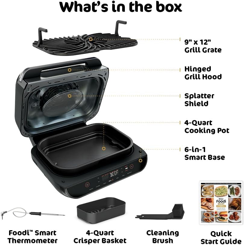 Ninja® Foodi® Smart XL 6-In-1 Indoor Grill & Air Fryer, Black/Silver, FG551