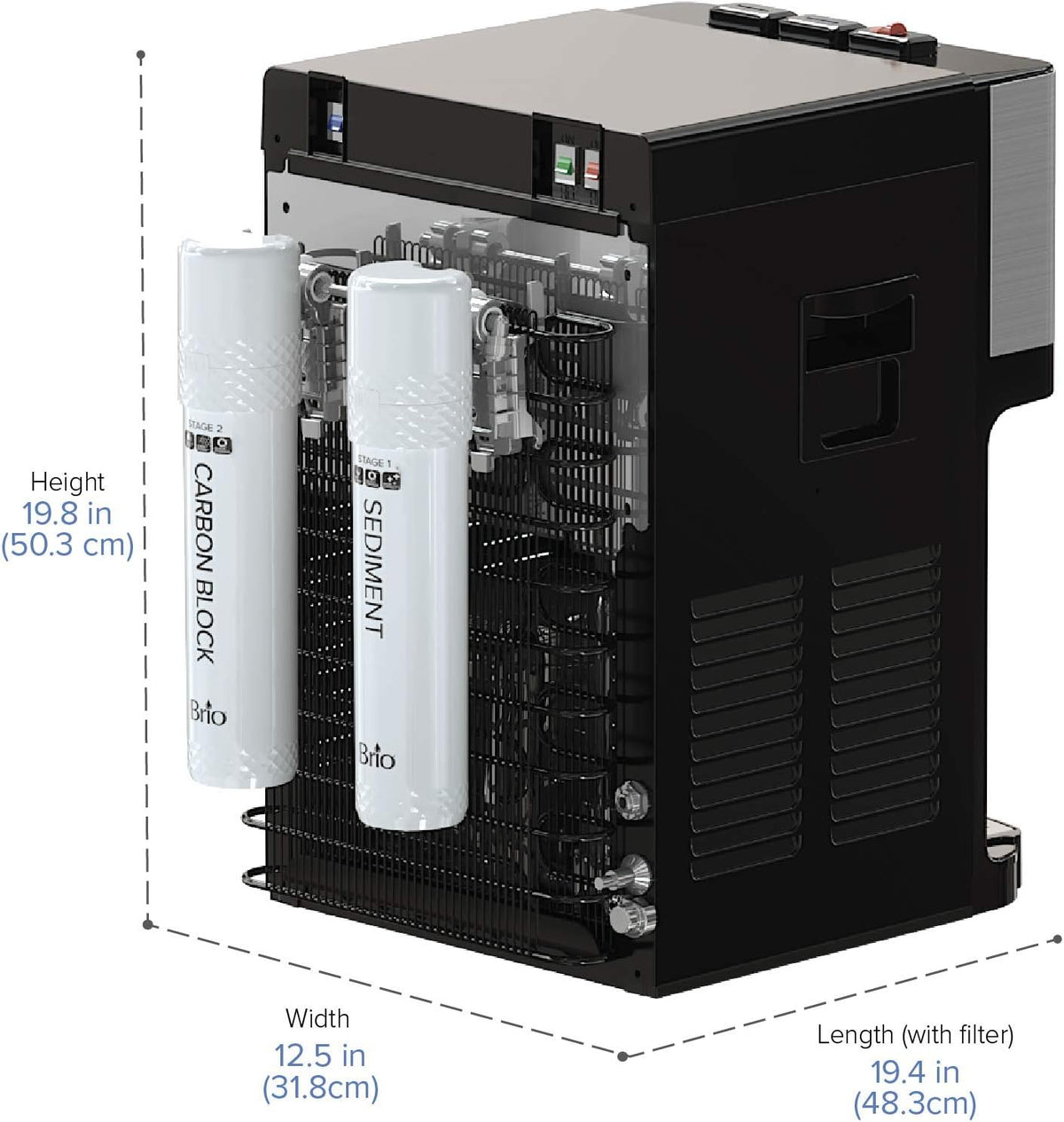 Countertop Self Cleaning Bottleless Water Cooler Dispenser with Filtration - Hot Cold and Room Temperature Water. Free Extra Replacement Filters Included - Ul/Energy Star Approved