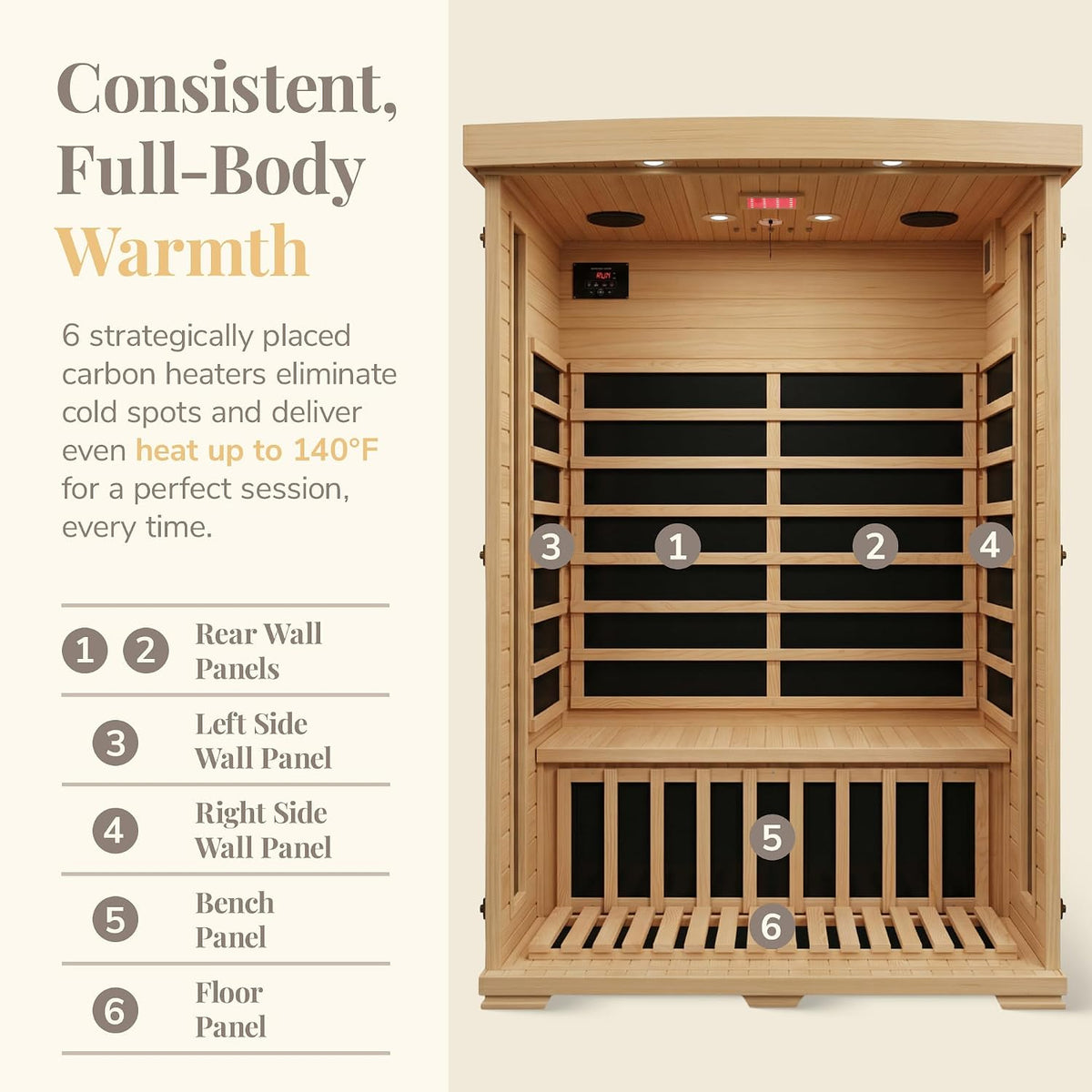 Heat Wave Coronado 2-Person Hemlock Deluxe Infrared Sauna for Home Use