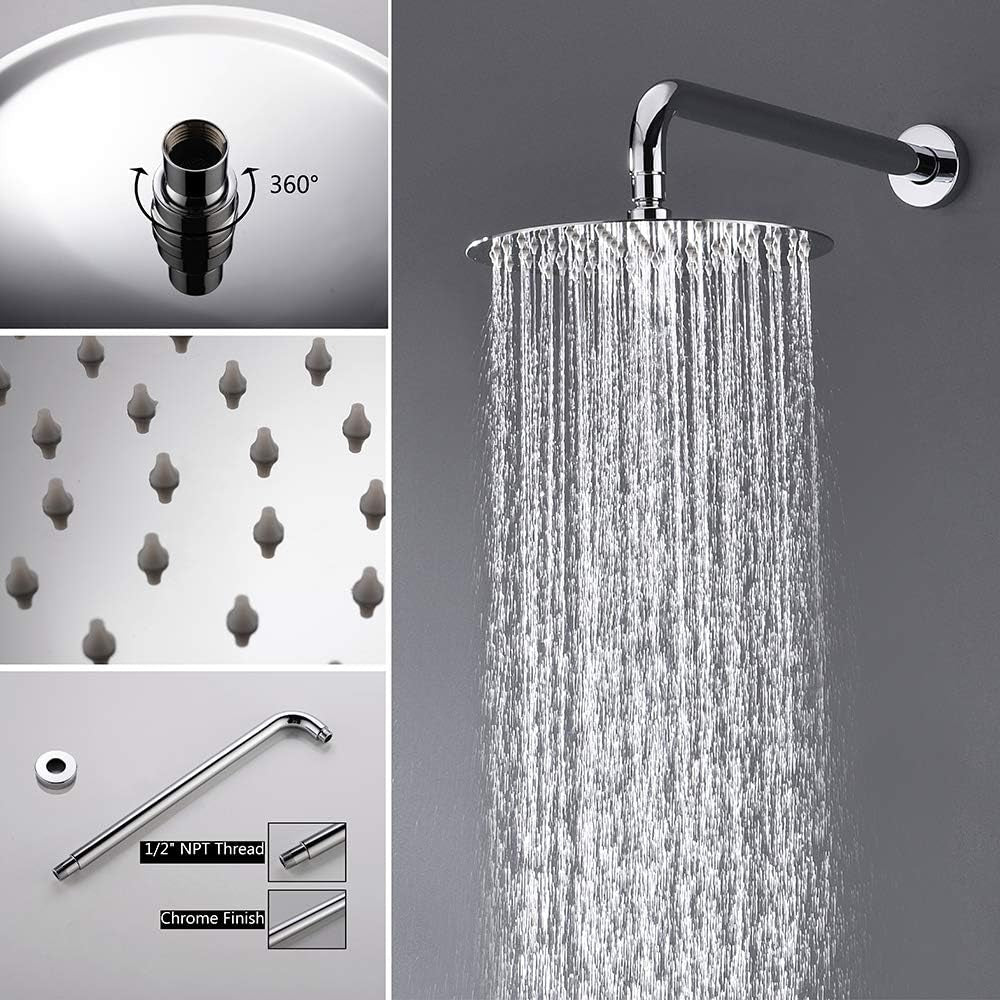Shower System with Rain Shower and Handheld, Bathroom Chrome Shower Faucet with High Pressure, round Rain Shower Trim Kit