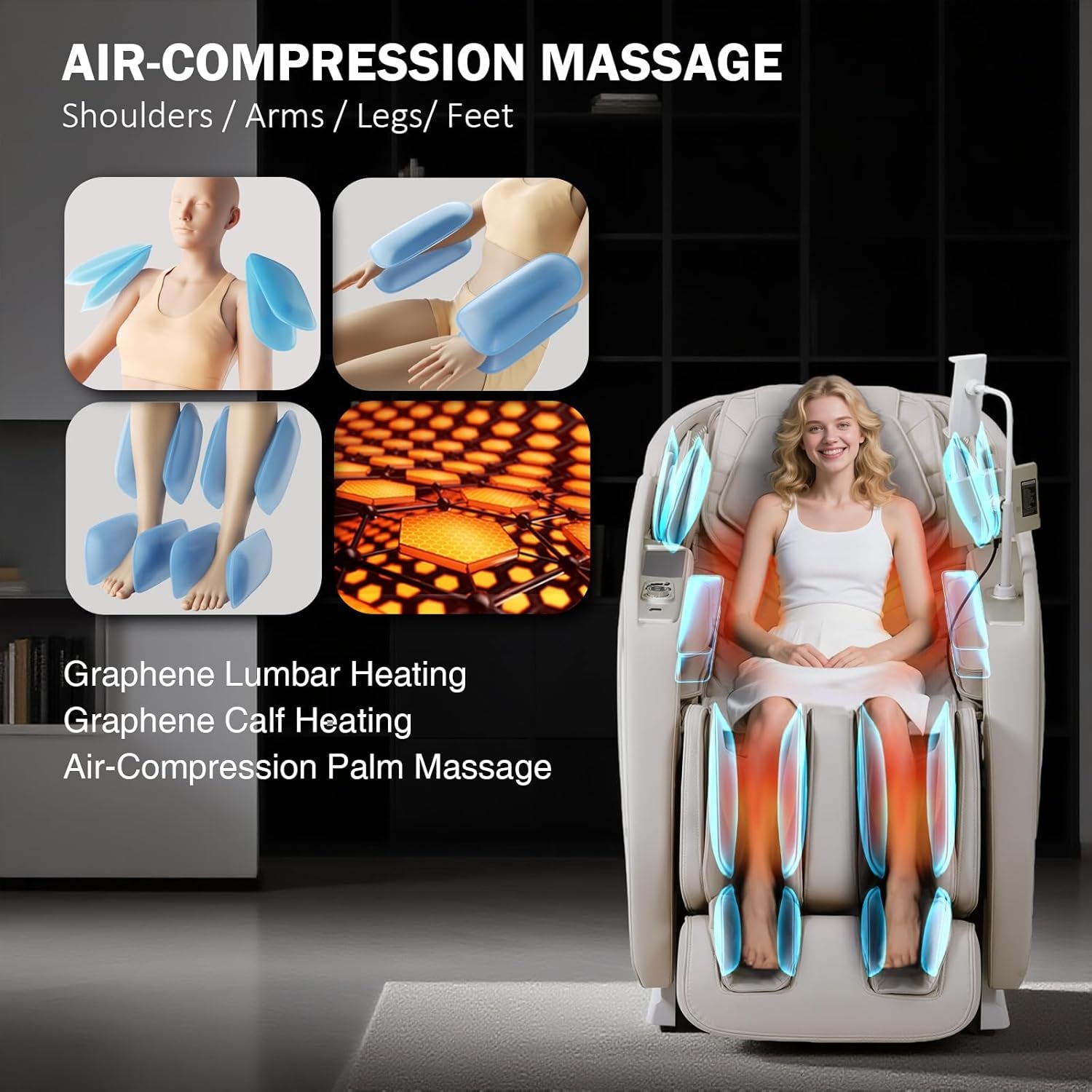 4D Massage Chair Full Body Zero Gravity Sl-Track Body Scan & Stretch, Beige