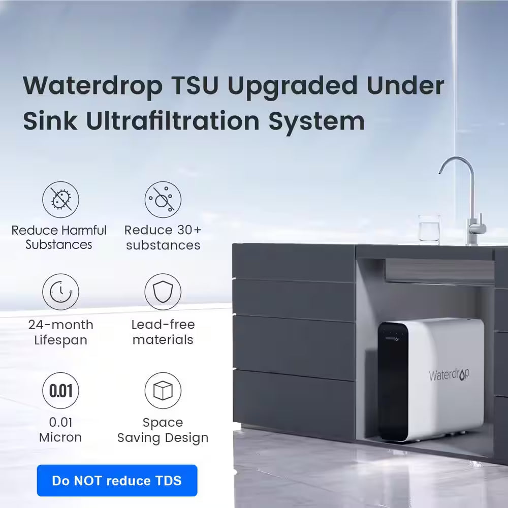 WD-TSU-W 0.01Μm Ultra-Filtration under Sink Water Filter System, 3-Stage, No Electricity Required Extra 3PP plus 1CT
