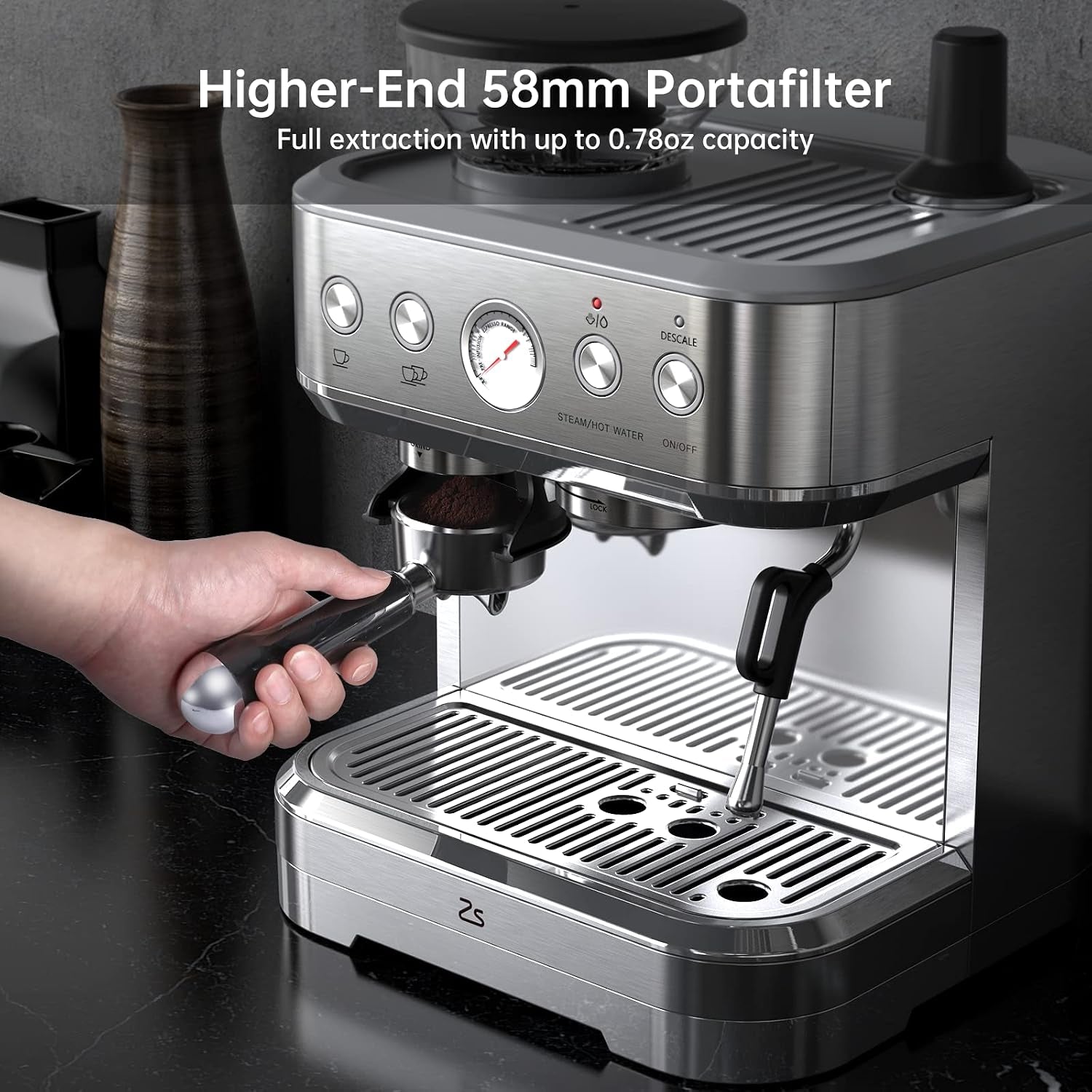 Espresso Machine, 3-In-1 Coffee Maker with Built-In Grinder and Milk Frother, 20 Bar Latte and Cappuccino Espresso Coffe Machine W/Automatic Milk Frothe & 95 Oz Water Tank,For Home and Office