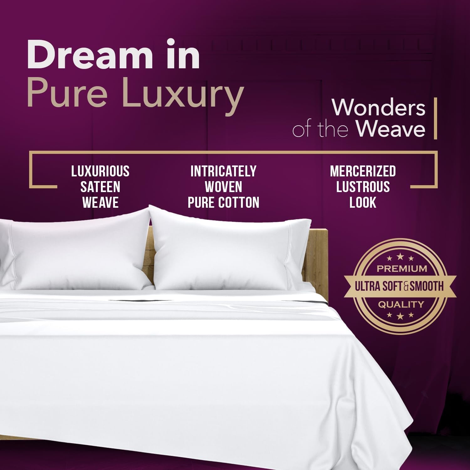 Egyptian Cotton Sheets Queen Size Set - Luxury 1200 Series High Thread Count Egyptian Cotton Queen Sheets (4 PC, White), 17" Deep Pocket, Soft Hotel Bedding - Star Sleepin' Collection