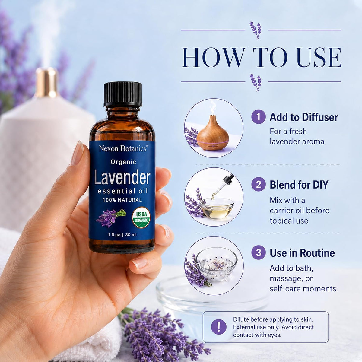 Organic Lavender Essential Oil 30 Ml - 100% Natural & Hexane Free Formula