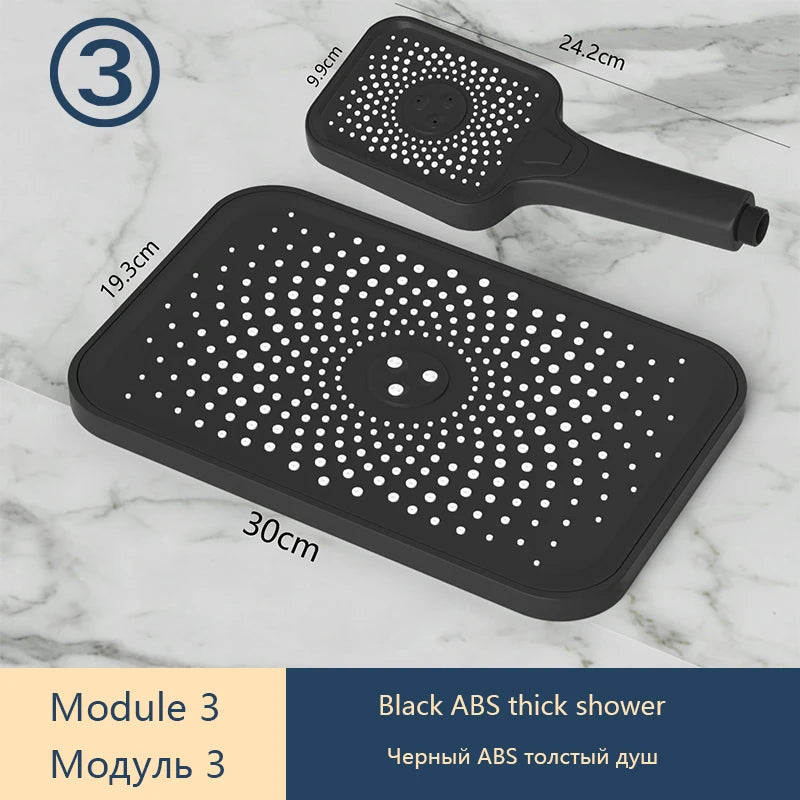Gray Shower Set Bathroom Copper Shower System LED Digital Display Temperature Bathtub Shower Faucet DIY Shower Accessories Sets