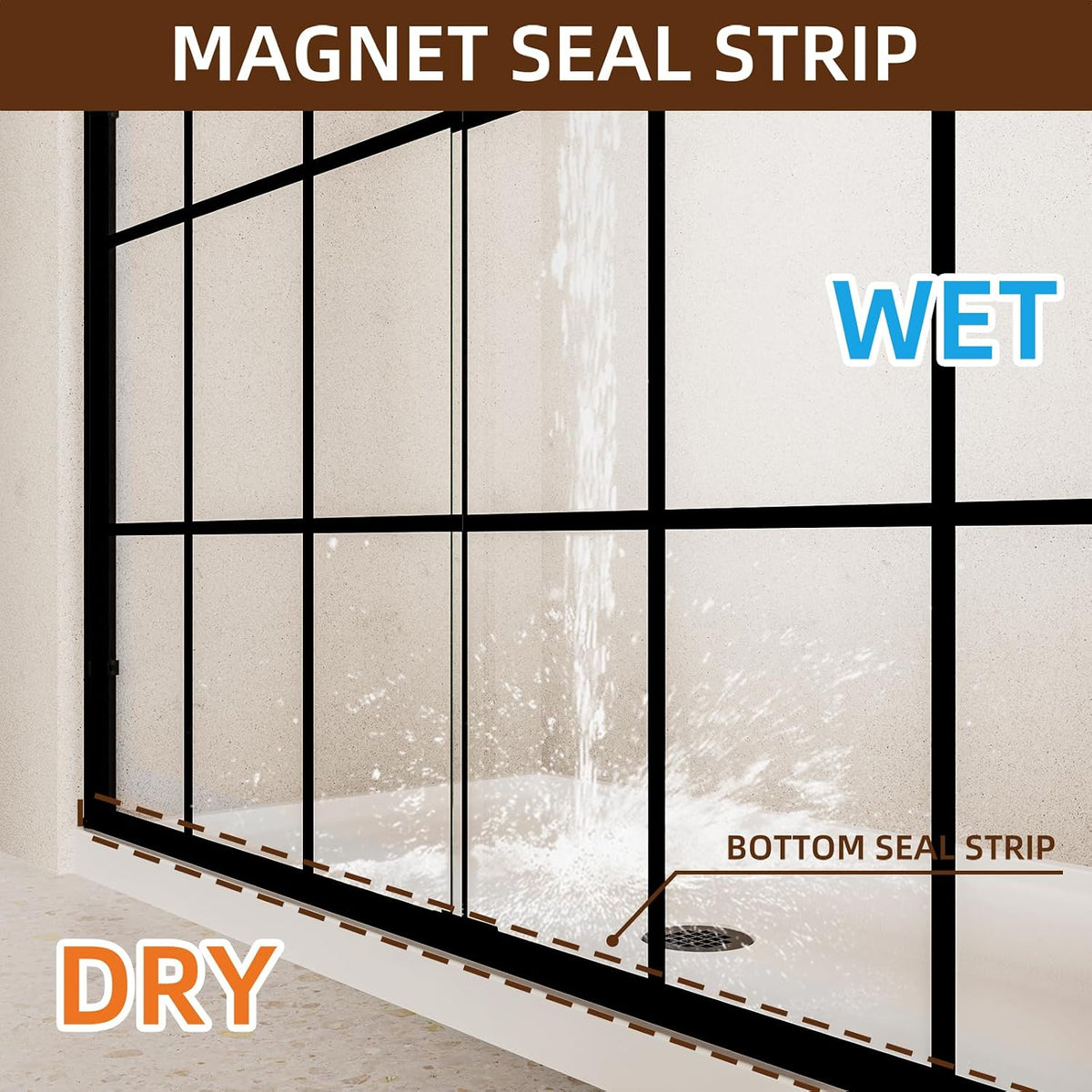 Double Sliding Shower Door,56-60" W X 72" H,Grid Pattern