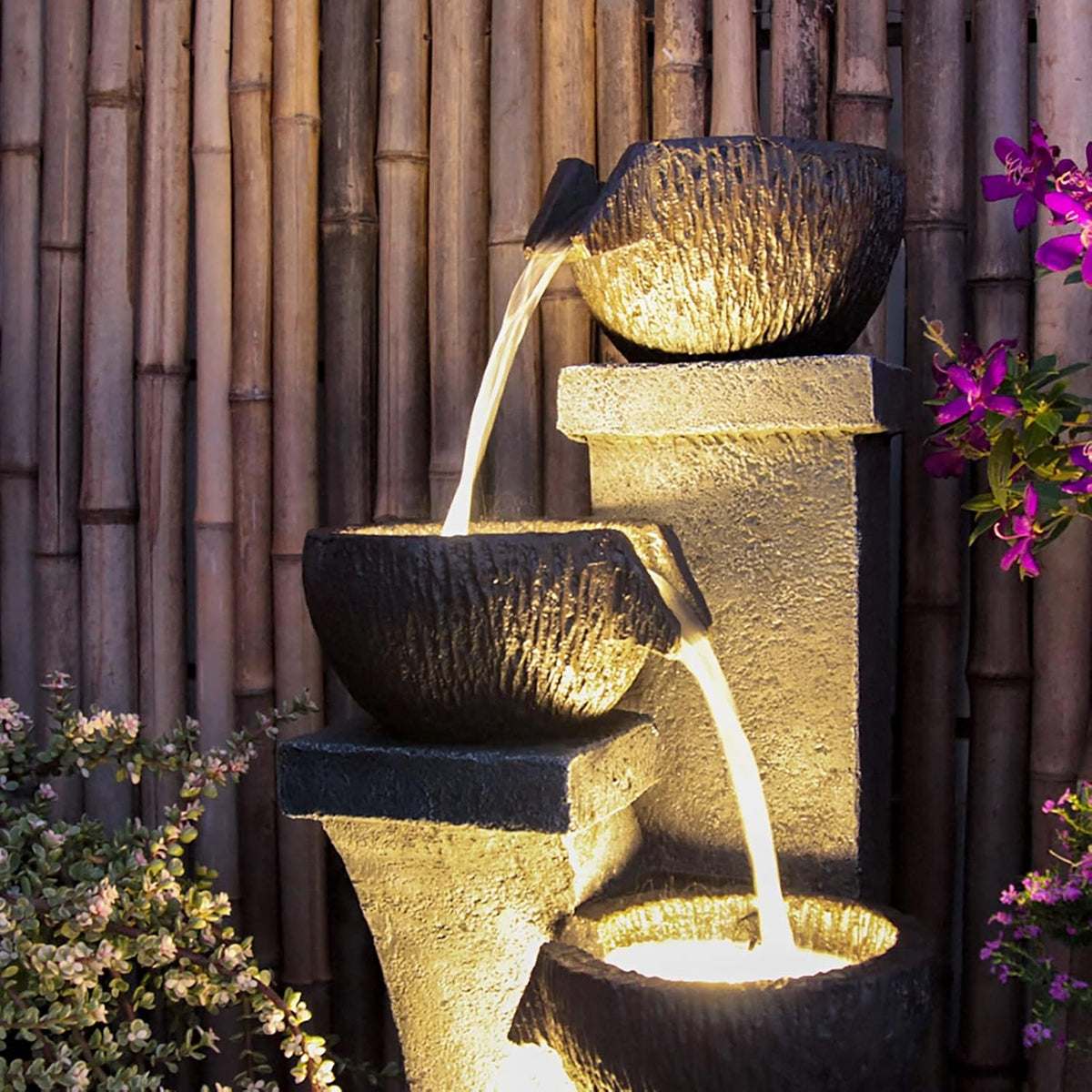 37.4" H Water Fountain Outdoor 4-Crocks Modern Garden Fountains