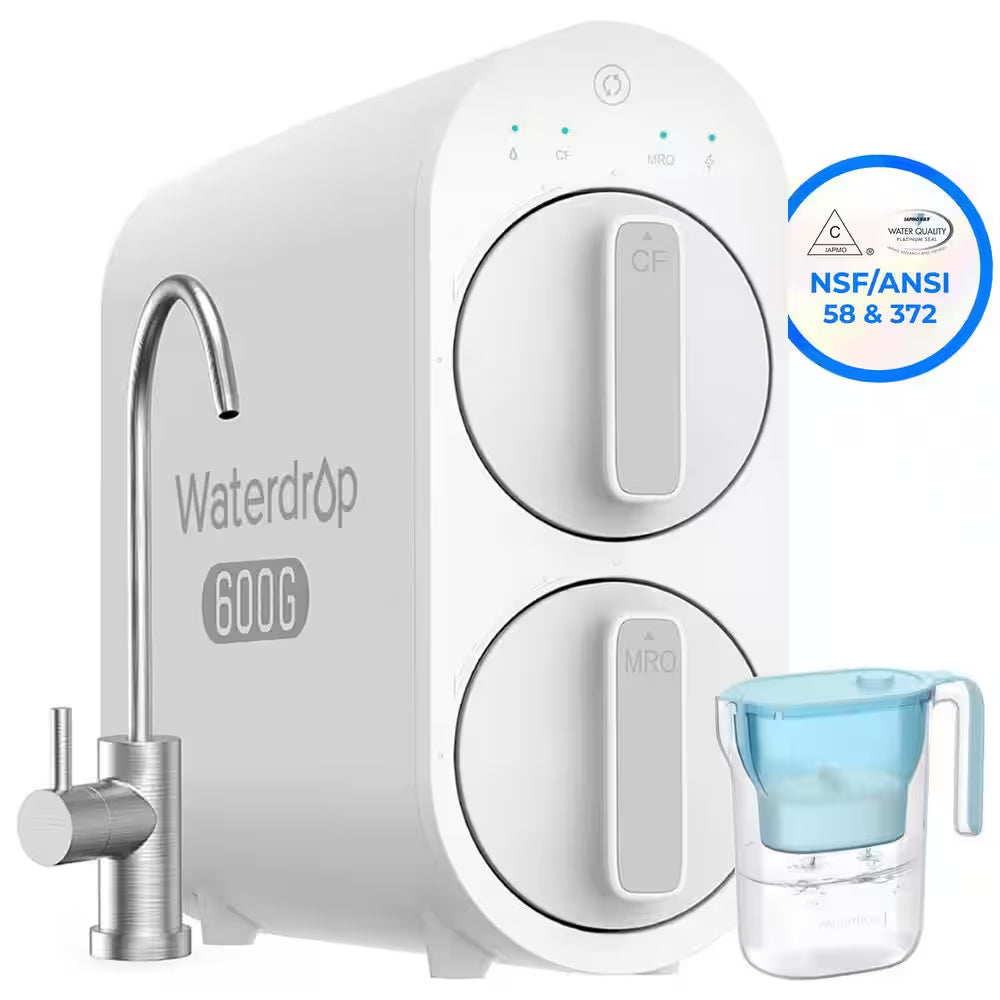 G2P600 Reverse Osmosis System NSF/ANSI 42 and 53 and 58 and 372-Certified Tankless under Sink Extra Water Filter Pitcher