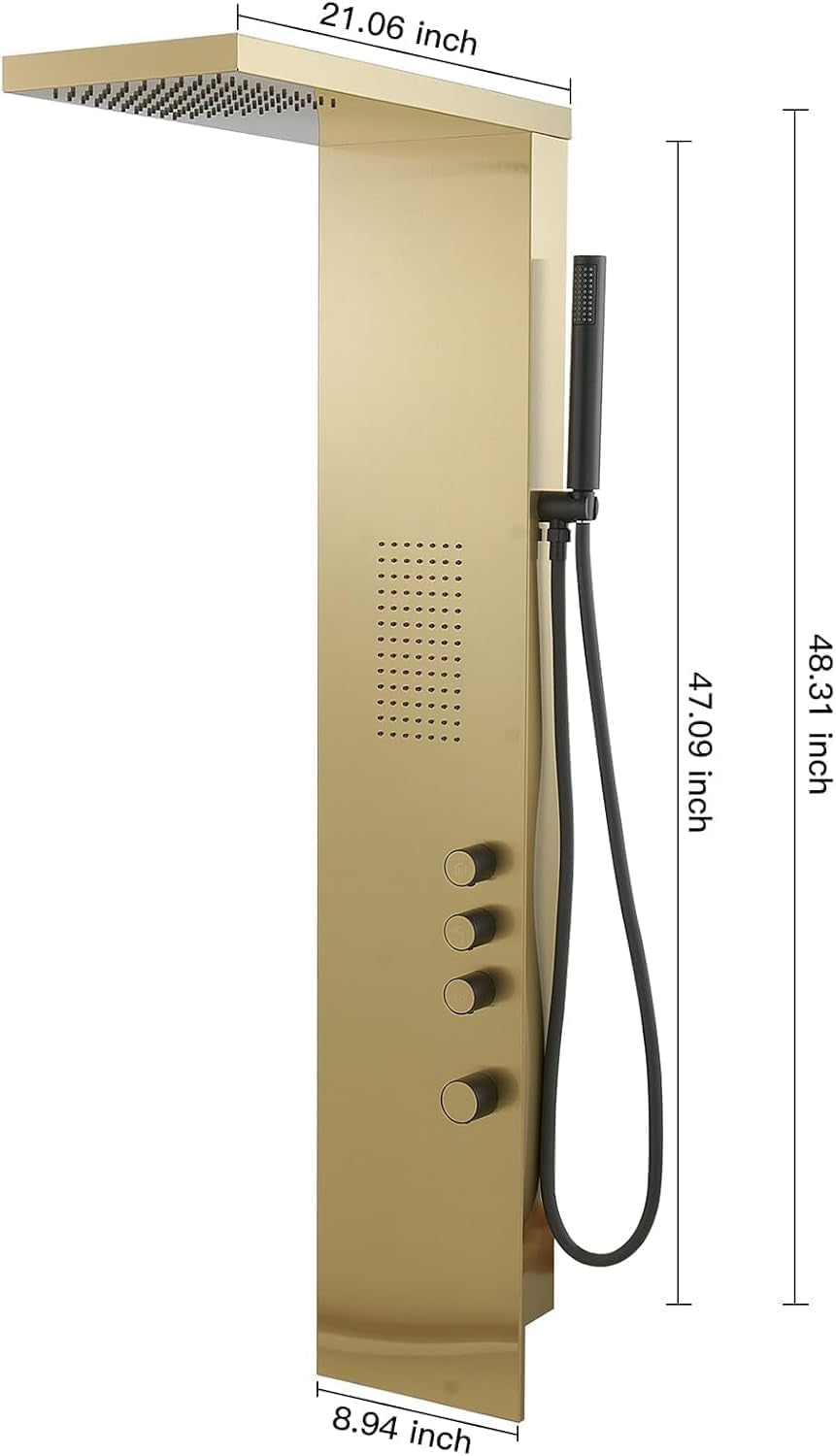 Shower Panel Tower System, Brushed Gold