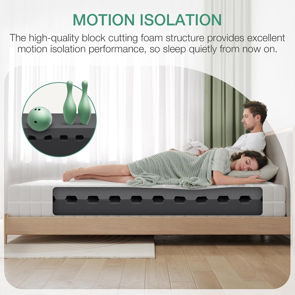 Full Size Mattress, 10 Inch Foam Mattress in a Box|Double Air Zone Block Cutting Design, Flippable Ergonomic Support for Back & Side Sleeper, Breathable Fabric Cover