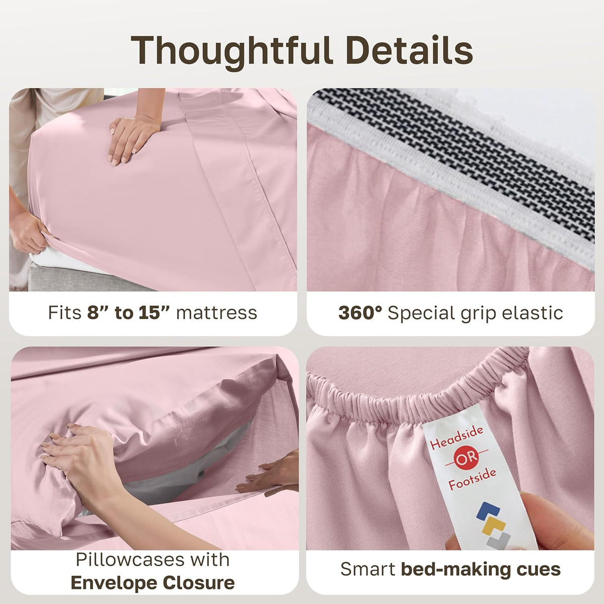 Organic Cotton Deep Pocket Full Size Sheets Set, Pink