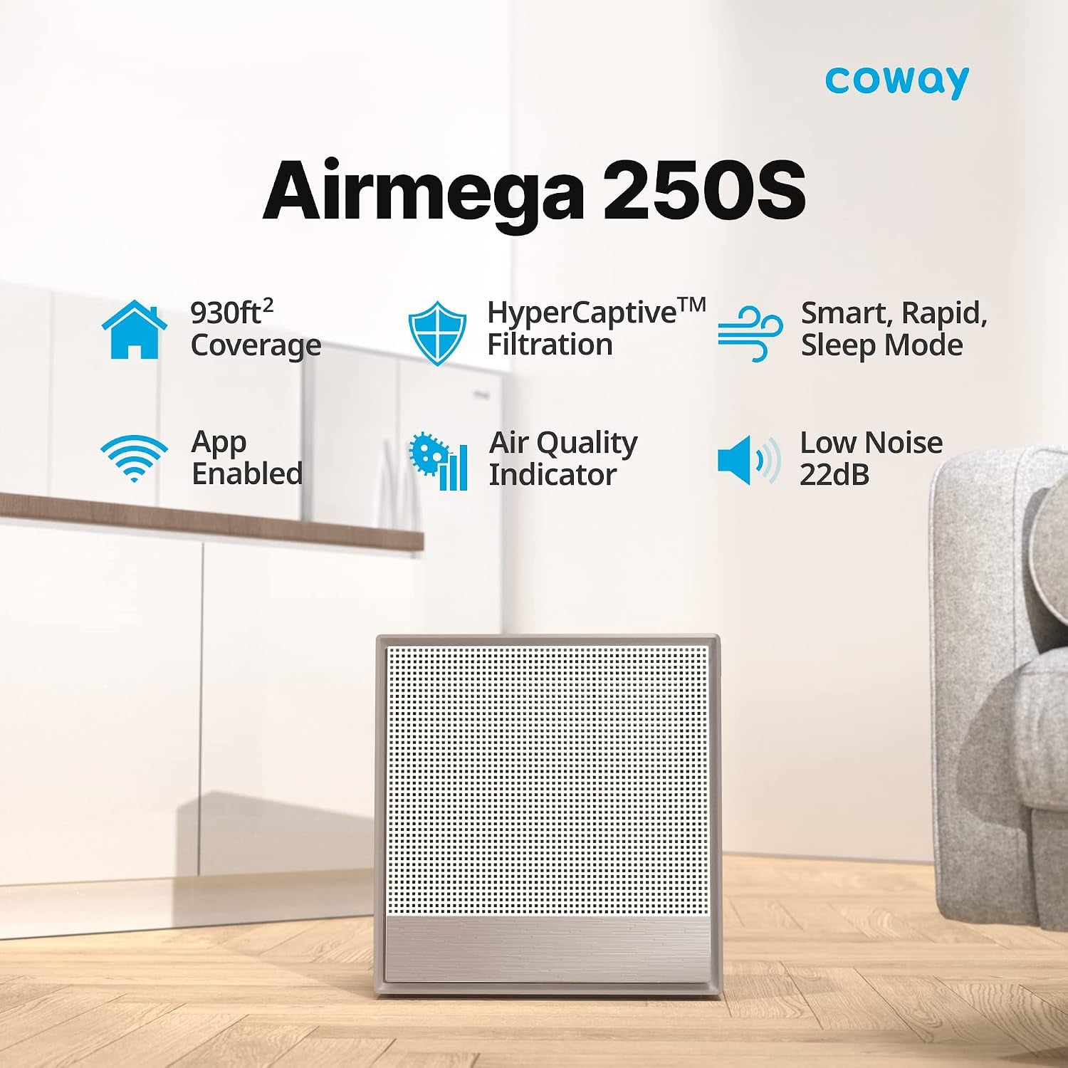 Airmega 250S App-Enabled 930 Sq.Ft Smart Air Purifier Bundle with Airmega AP-1512HH 361 Sq.Ft Air Purifier