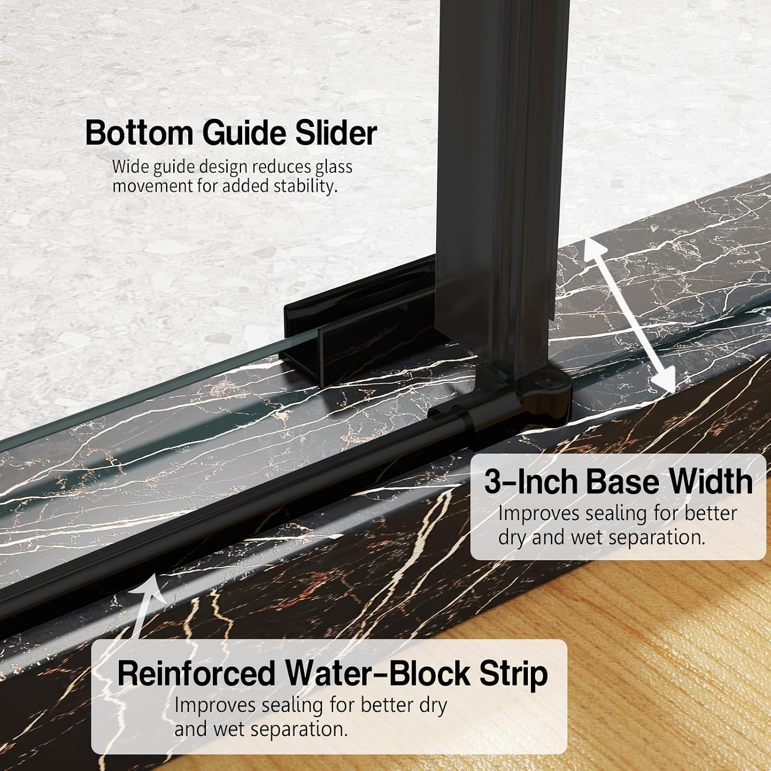 Frameless Sliding Shower Door 50-54" W X 76" H, Matte Black