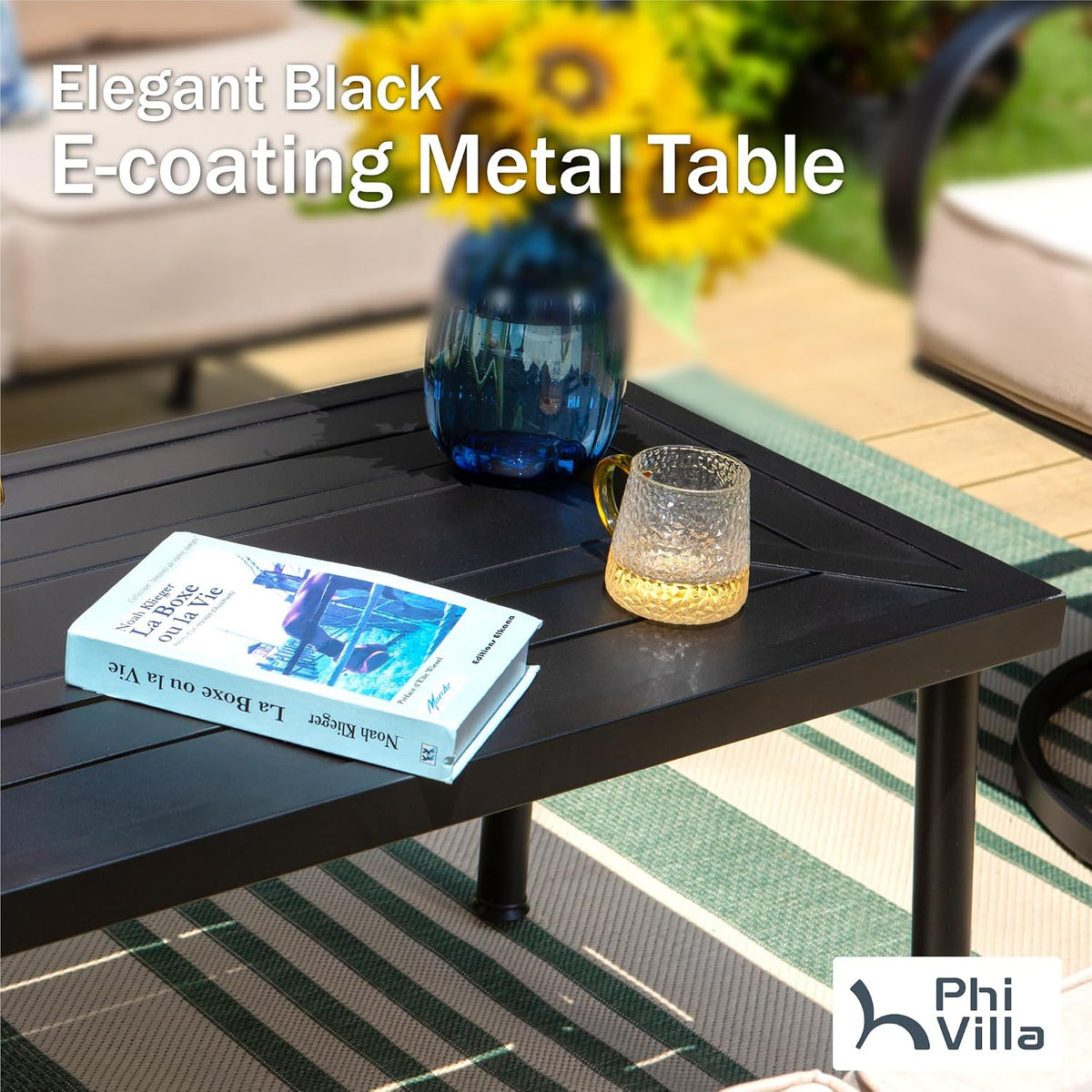 Extra Large Metal Patio Furniture Set with 2 Rocking Chairs