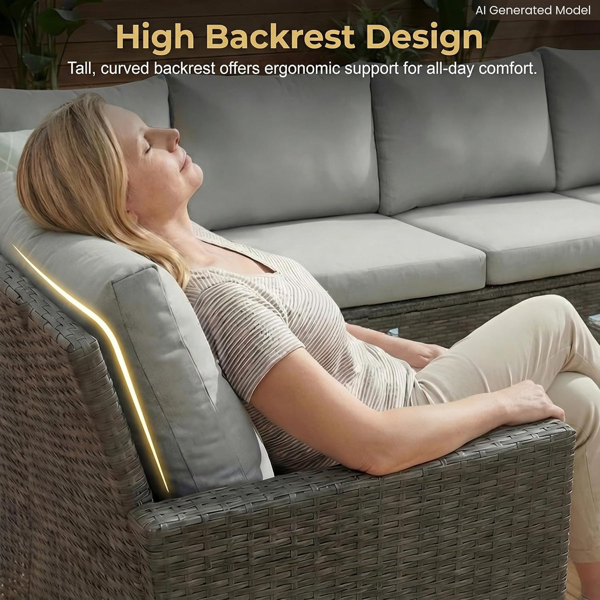 7 Piece Patio Furniture Set, Patio Sectional for All Weather