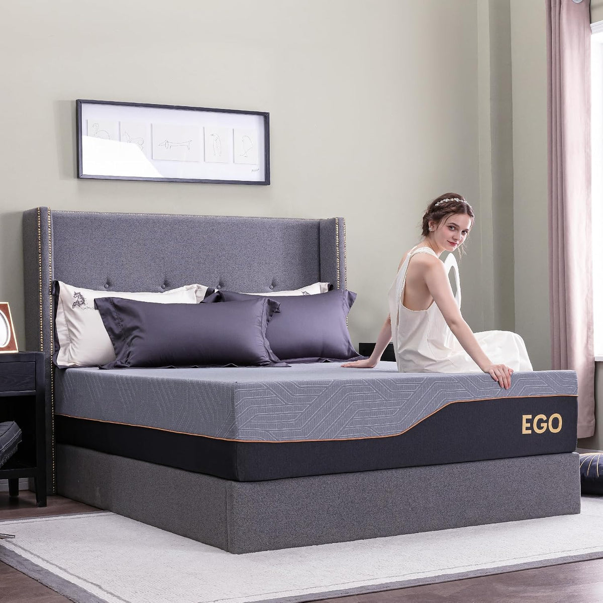 Copper Gel Memory Foam Mattress, 14 Inch Queen Size Mattress Mattresses Made in USA, Certipur-Us Certified, Bed Mattresses, Medium Firm, Black-New