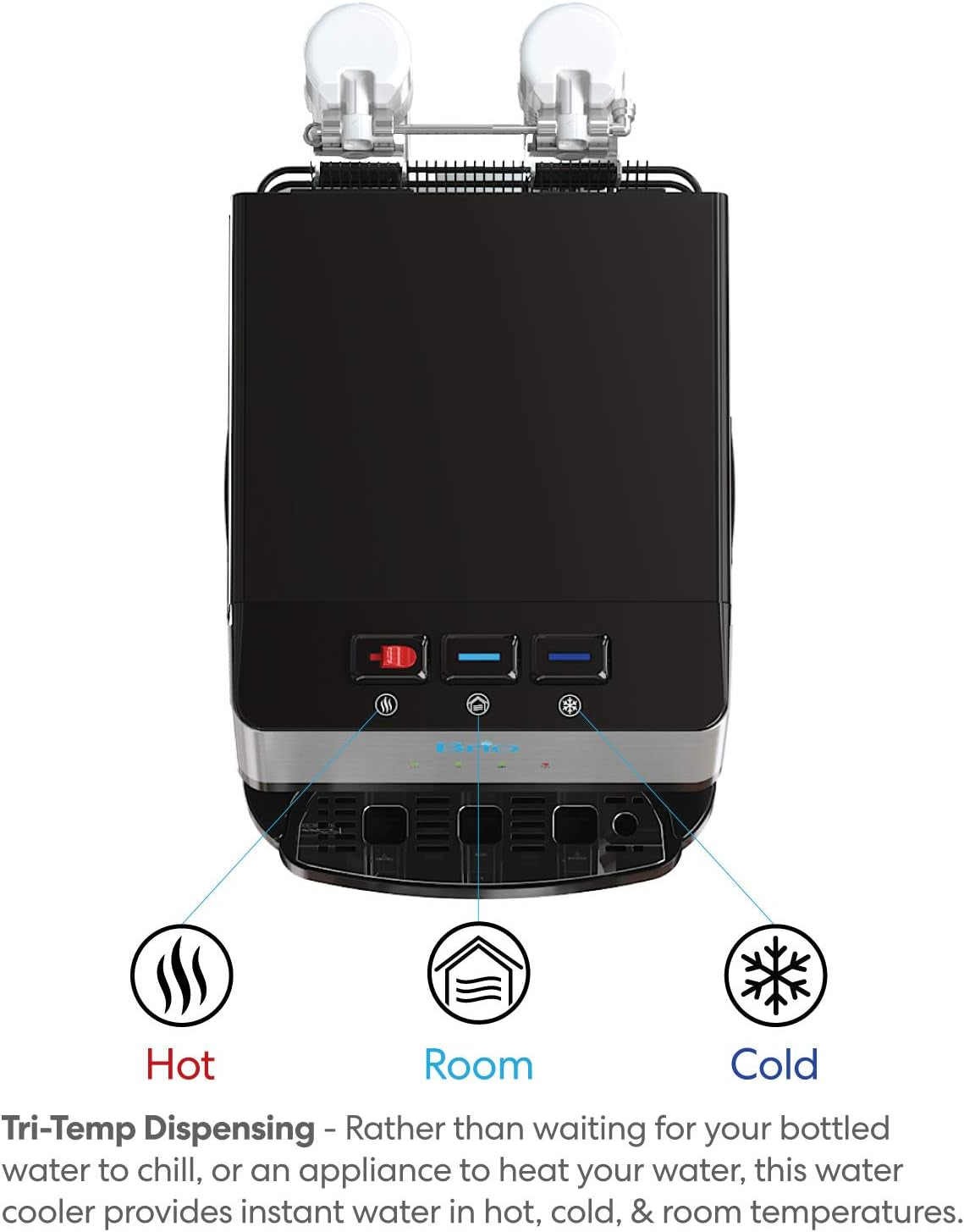 Countertop Self Cleaning Bottleless Water Cooler Dispenser with Filtration - Hot Cold and Room Temperature Water. Free Extra Replacement Filters Included - Ul/Energy Star Approved