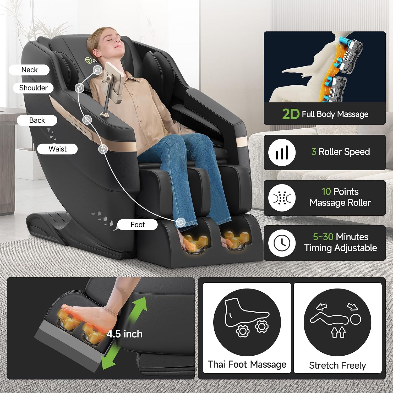Full Body Shiatsu Massage Chair for Home Relaxation