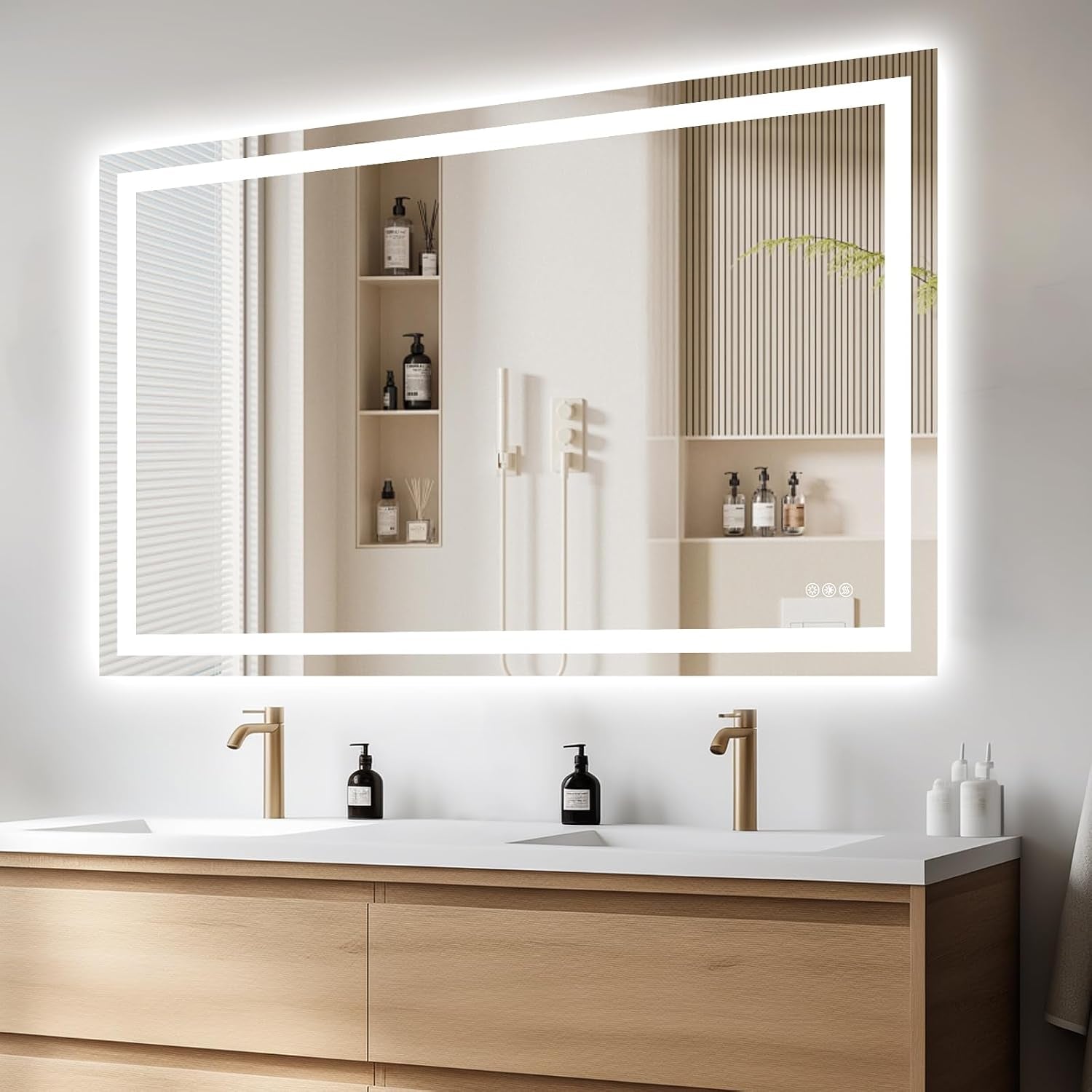 60"X40" LED Bathroom Mirror with Lights, UL Listed
