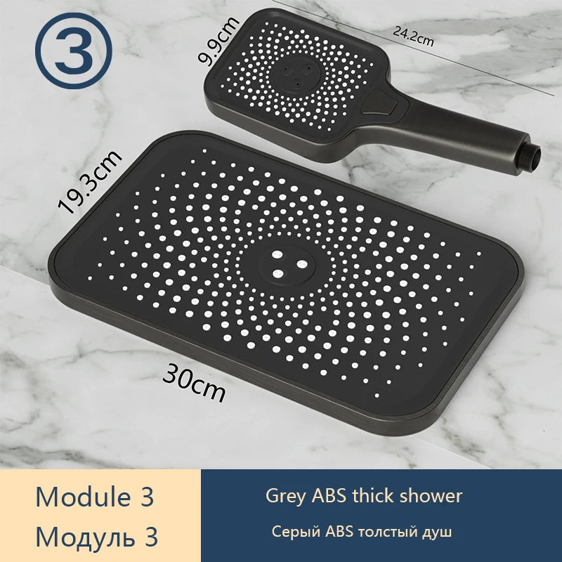 Gray Shower Set Bathroom Copper Shower System LED Digital Display Temperature Bathtub Shower Faucet DIY Shower Accessories Sets