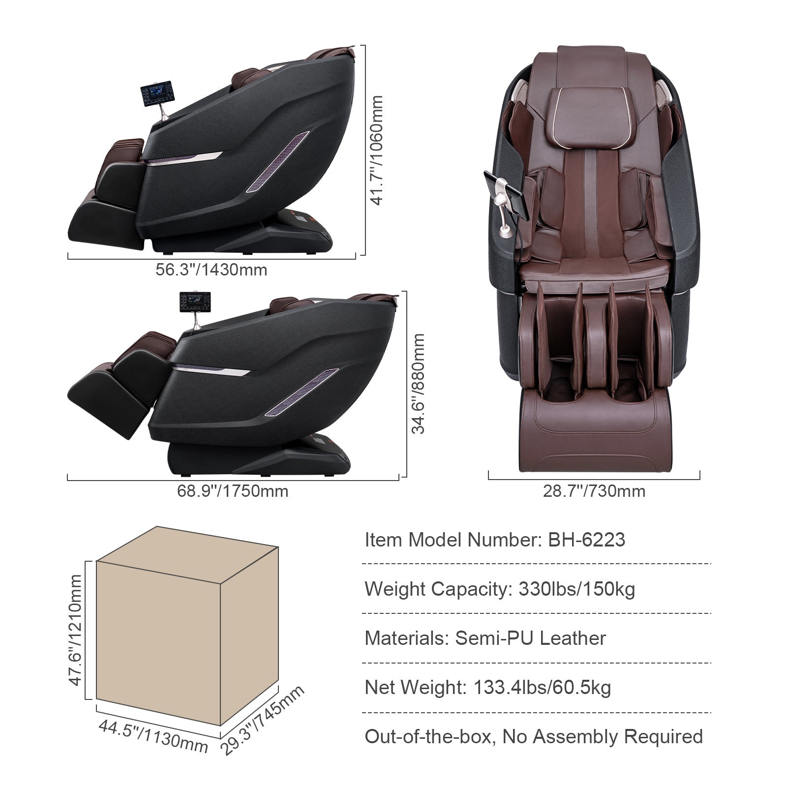 Full Body Massage Chair Zero Gravity 3D Shiatsu Recliner with Sl-Track
