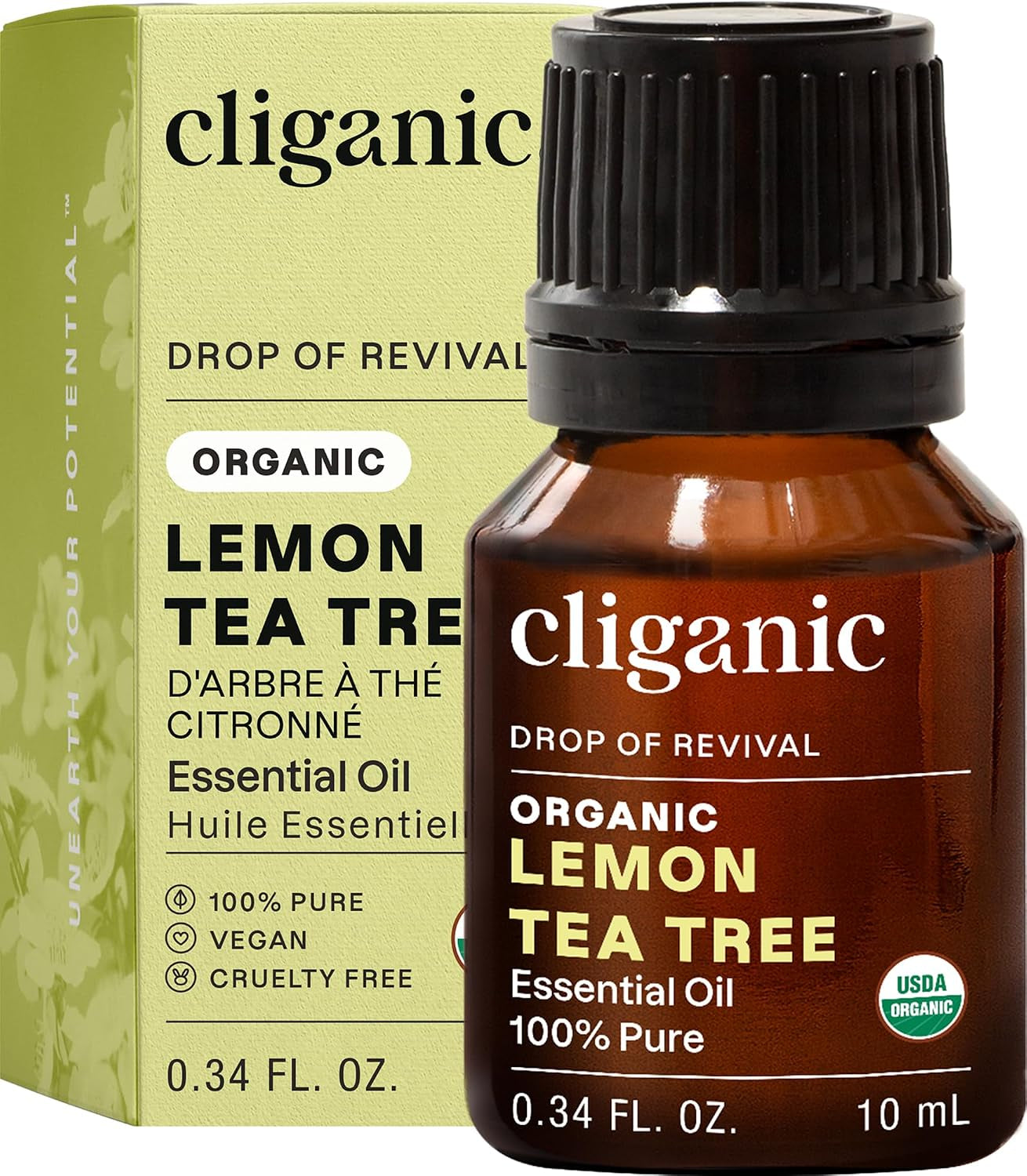 Organic Lemon Tea Tree Essential Oil for Diffuser, Pure 0.33 Oz