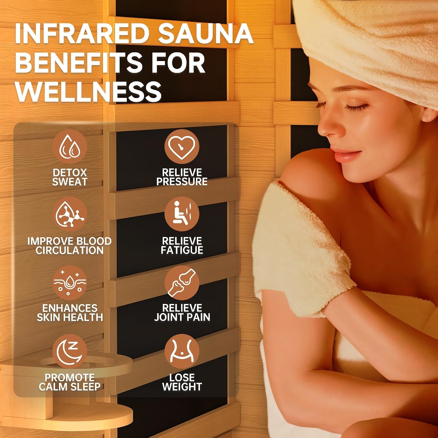 2 Person Sauna Low EMF FAR Infrared Sauna W/Red Light Therapy