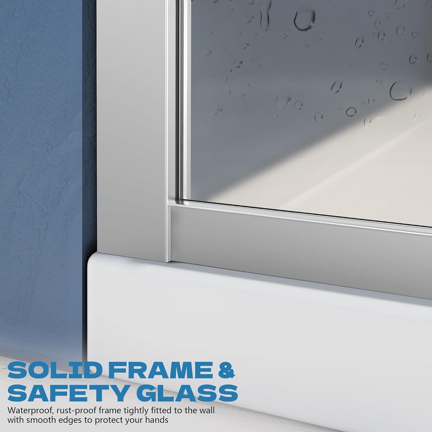 34" X 72" Semi-Framed Fixed Shower Screen, 5/16"(8Mm) Thick Clear Tempered Glass Shower Panel, Shower Screen for Walk in Shower with Frame Hardware Kit, Chrome