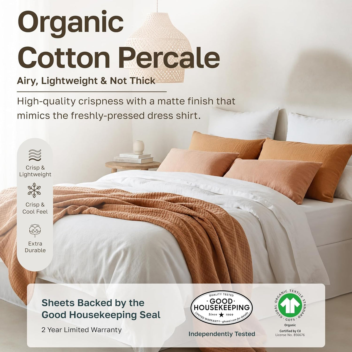 Organic Cotton Full Size Bed Sheet Set, True Ivory