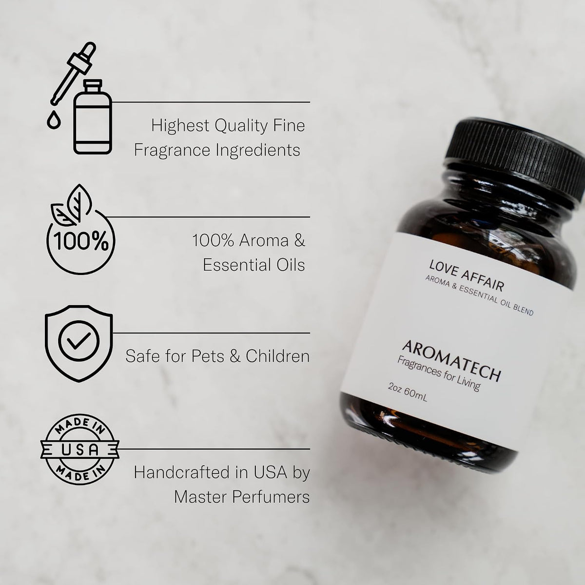 Love Affair Aroma Essential Oil Blend: Luxury Hotel Inspired Aromatherapy with Jasmine, Saffron, Cedar & Amber for Ultrasonic Diffusers & Nebulizers (60 Ml)