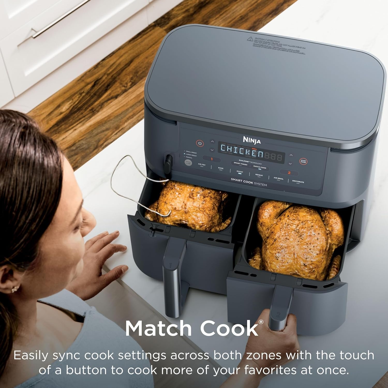 Ninja Foodi Air Fryer, 10 Qt Dualzone Smart XL, 6-In-1, Grey, DZ550GY
