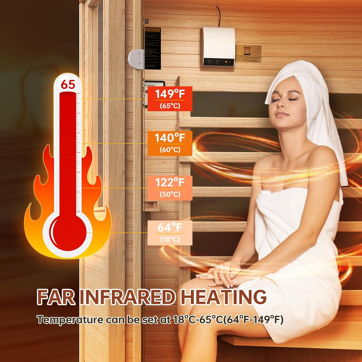 Wooden Infrared Saunas, Traditonal 1 Person Sauna with Red Light