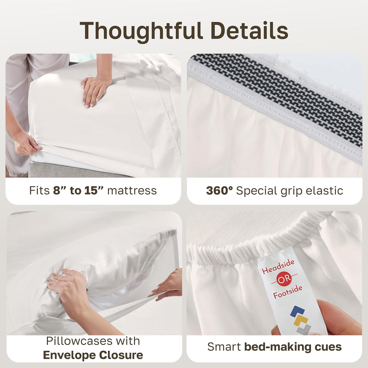 Organic Cotton Full Size Bed Sheet Set, True Ivory