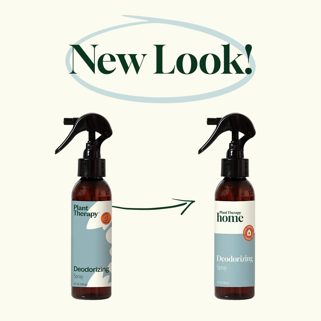 Side-by-side comparison of old and new amber spray bottles under New Look text
