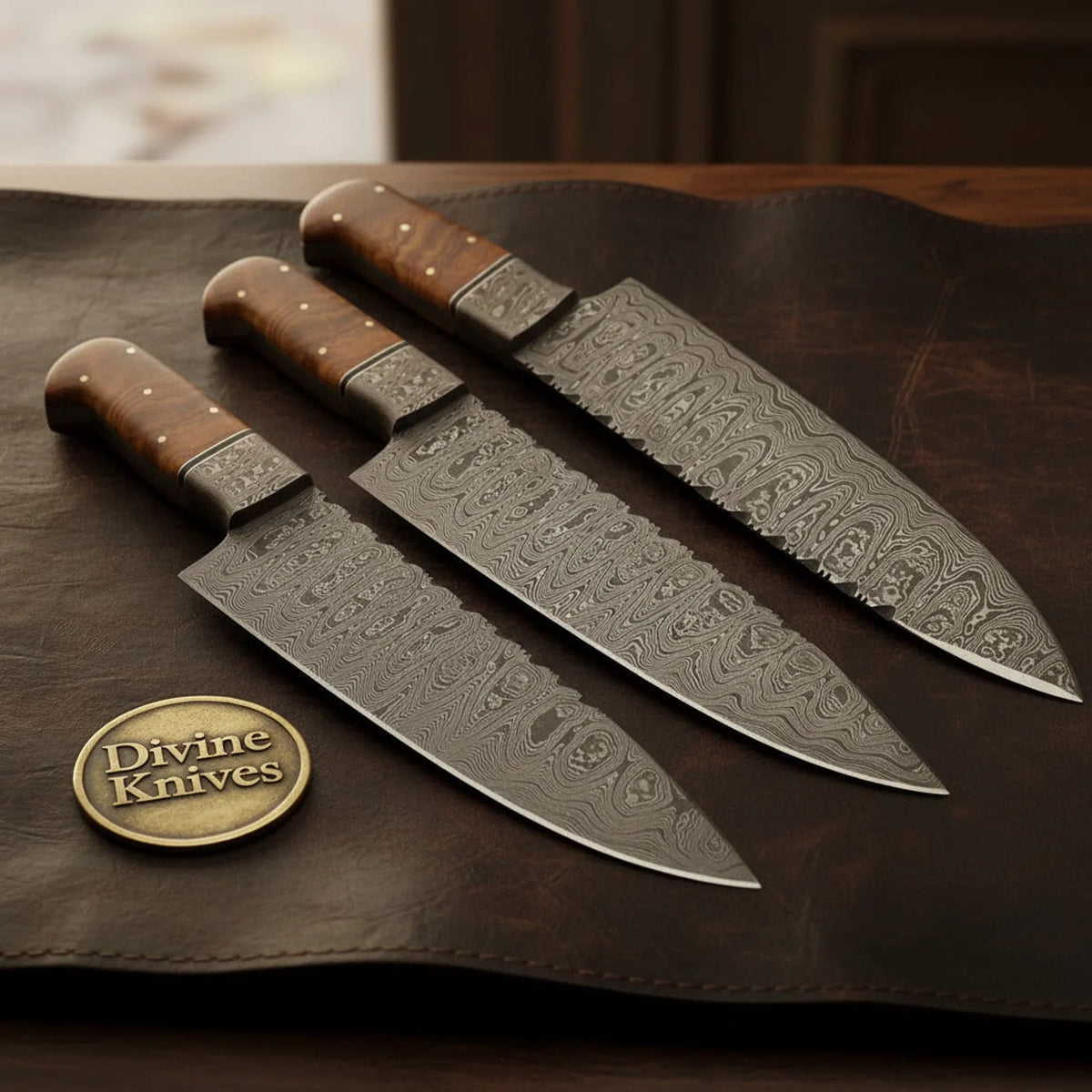 Rosewood 3-Piece Chef Knife Set for Home Cooks
