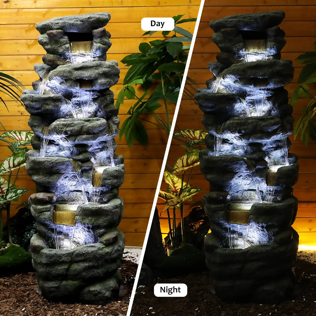 Resin River Rock Outdoor Fountain Pillar 51 Inch 52 lb