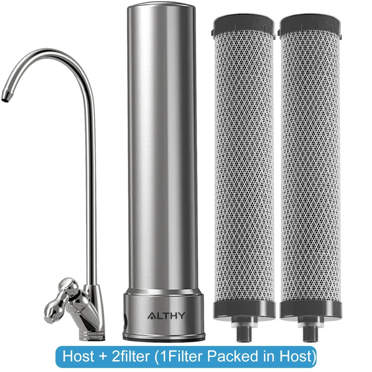 ALTHY U200PRO Kitchen Under Sink Drinking Water Filter Purifier 5 in 1, Stainless Steel Filtration System With Faucet