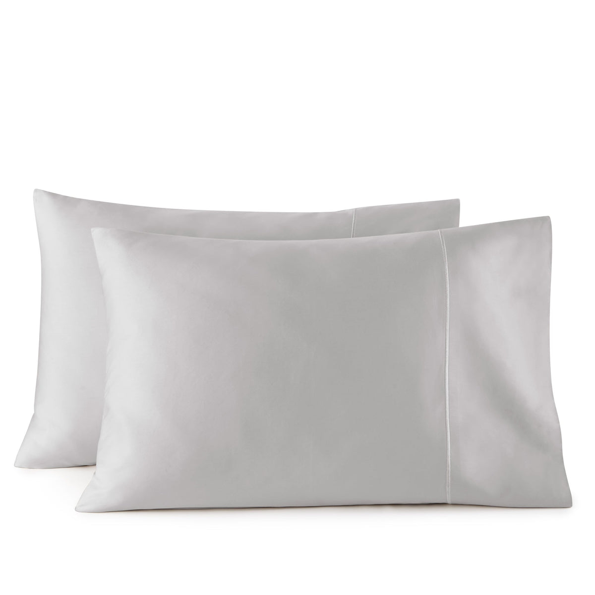 Light grey organic cotton pillowcases with smooth drape detail