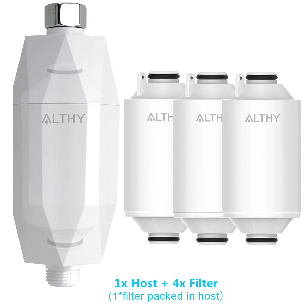 ALTHY Vitamin C Revitalizing Shower Water Filter - Reduces Chlorine Heavy Metal - Improves Dry Itchy Skin, Hair Dandruff, Eczema