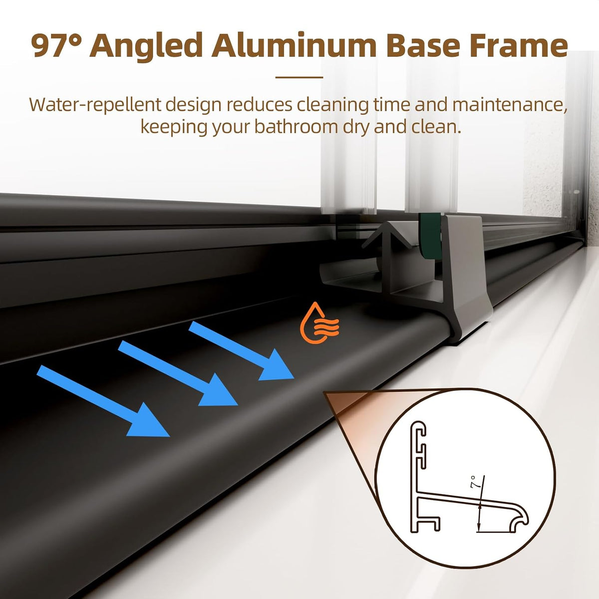 Double Sliding Shower Door,44-48" W X 70" H,Matte Black