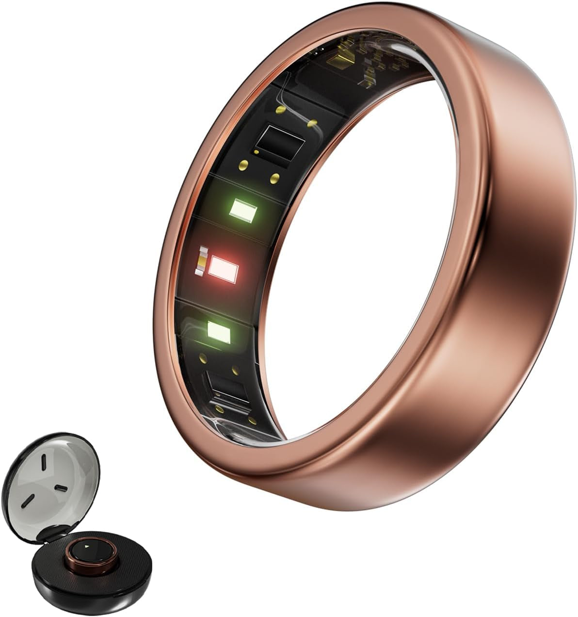 Titanium Smart Ring for Women & Men – Ultra-Light (2.7–3.2G), 4–6 Days Battery, 500Mah Case for 3 Recharges, Health & Fitness Tracker (Rose Gold 7)